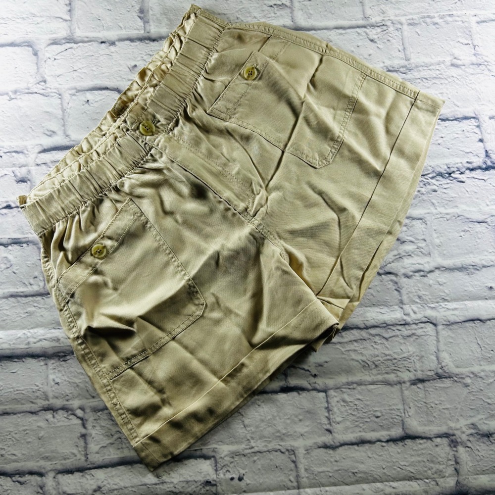 Loft Womens Cream Lyocell Paperbag Utility Shorts Elastic Waist Size M